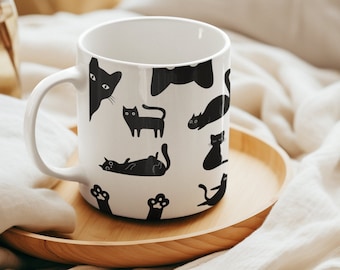 Tazza gatto nero / Tazza da caffè gatti carini / Regalo per amanti dei gatti / Regalo gatto nero / Tazza gatto divertente / Tazza gattara pazza / Amante dei gatti neri / Proprietario di gatti