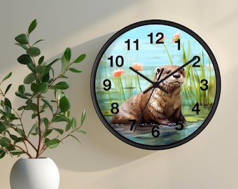 Cute Otter Wall Clock: Adorable Otter Clock for Kids Bedroom or Baby Nursery