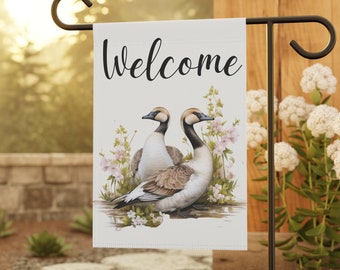 Bandera de jardín con ganso / Bandera de bienvenida con ganso / Decoración del hogar con bandera de ganso para amantes de los gansos / Bandera de jardín con gansos / Pancarta de ganso / Bonita pancarta de jardín