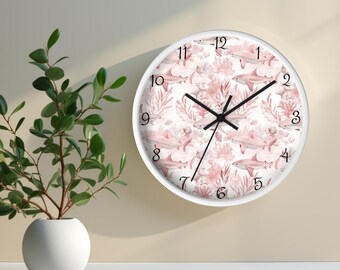 Pink Shark Clock | Ocean Themed Wall Clock | Coastal Marine Life Decor for Beach Lovers | Girls Bedroom Clock | Cool Shark Nursery Decor