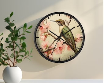 Hummingbird Wall Clock | Bird Lover Clock | Nature Clock | Gift for Bird Watcher | Hummingbird Lover Gift | Hummingbird and Flowers Garden