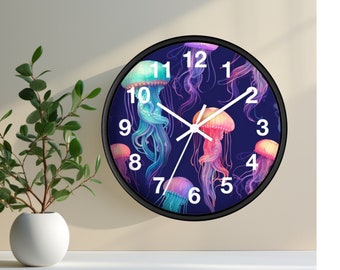 Jellyfish Clock | Jellyfish Art Wall Decor | Jellyfish Jellies Wall Clock | Jellyfish Home Decor | Sea Life Decor | Beach House Decor