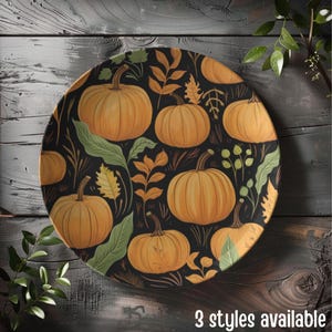 Pumpkin Plate Set | Pumpkin Dinner Plates | Halloween Themed Dinner Set | Fall Dinnerware | Pumpkin Table Decor | Pumpkin and Leaves Plate