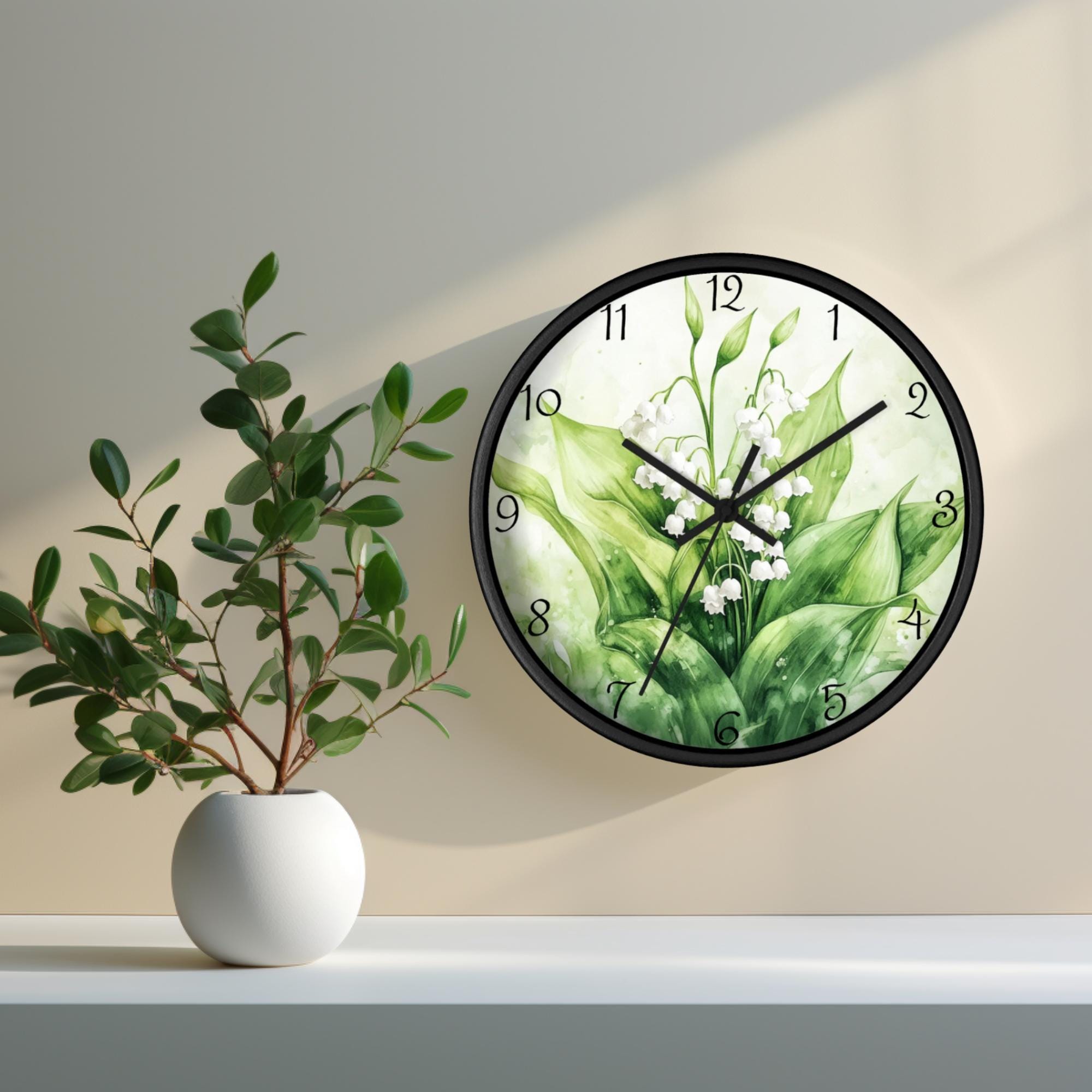 Lily of the Valley Flower Wall Clock: Botanical Floral Clock Home