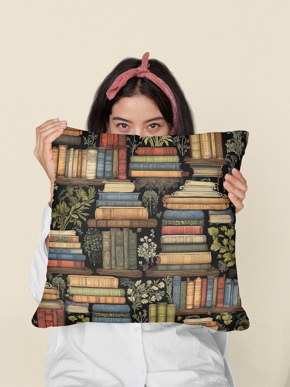 Books Throw Pillow | Vintage Books Woven Accent Pillow Gift Idea | Gift for Book Lovers | Reading Lover Home Decor Pillow | Bookish Pillow