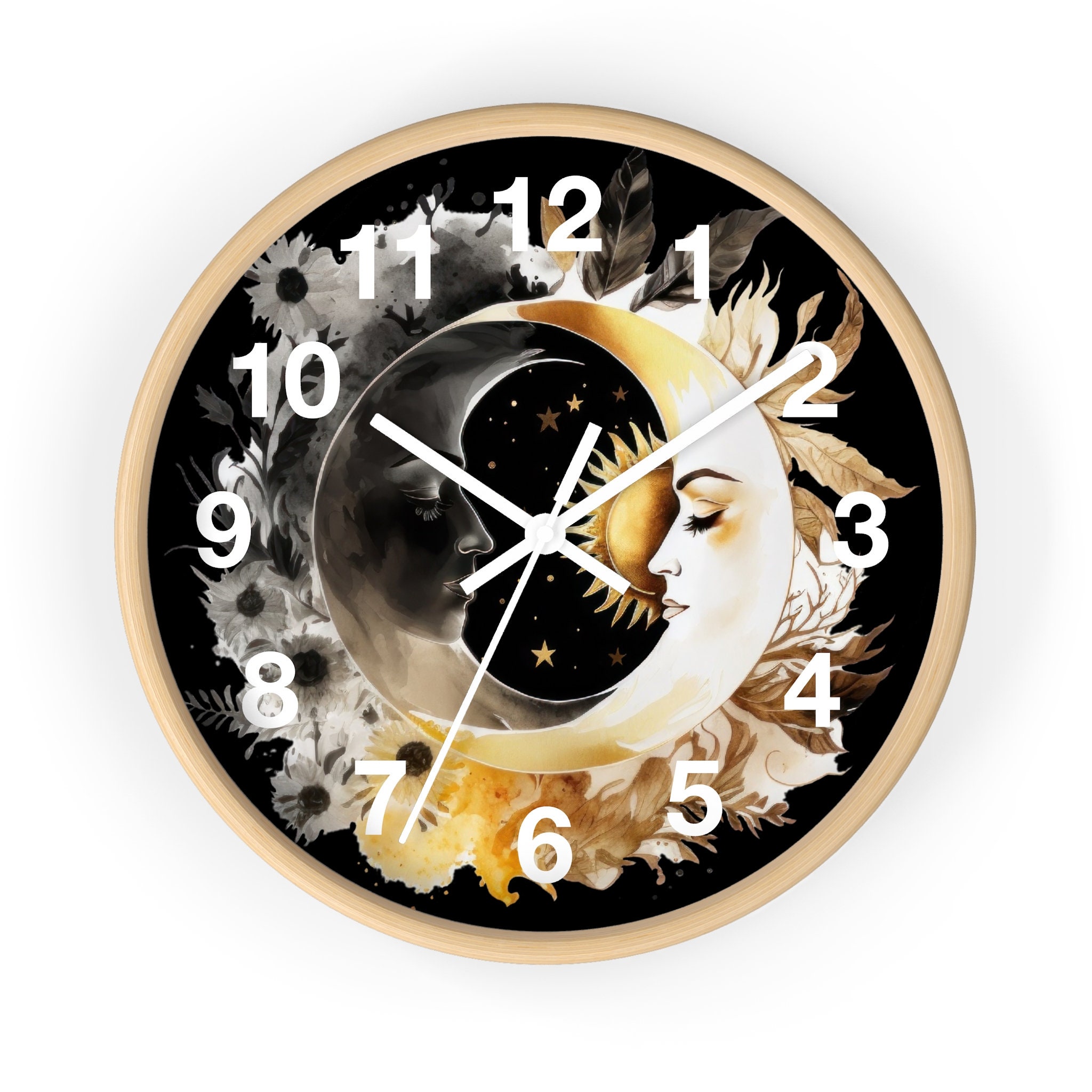 Sun and Moon Wall Clock | Celestial Wall Decor | Moon and Sun Clock ...