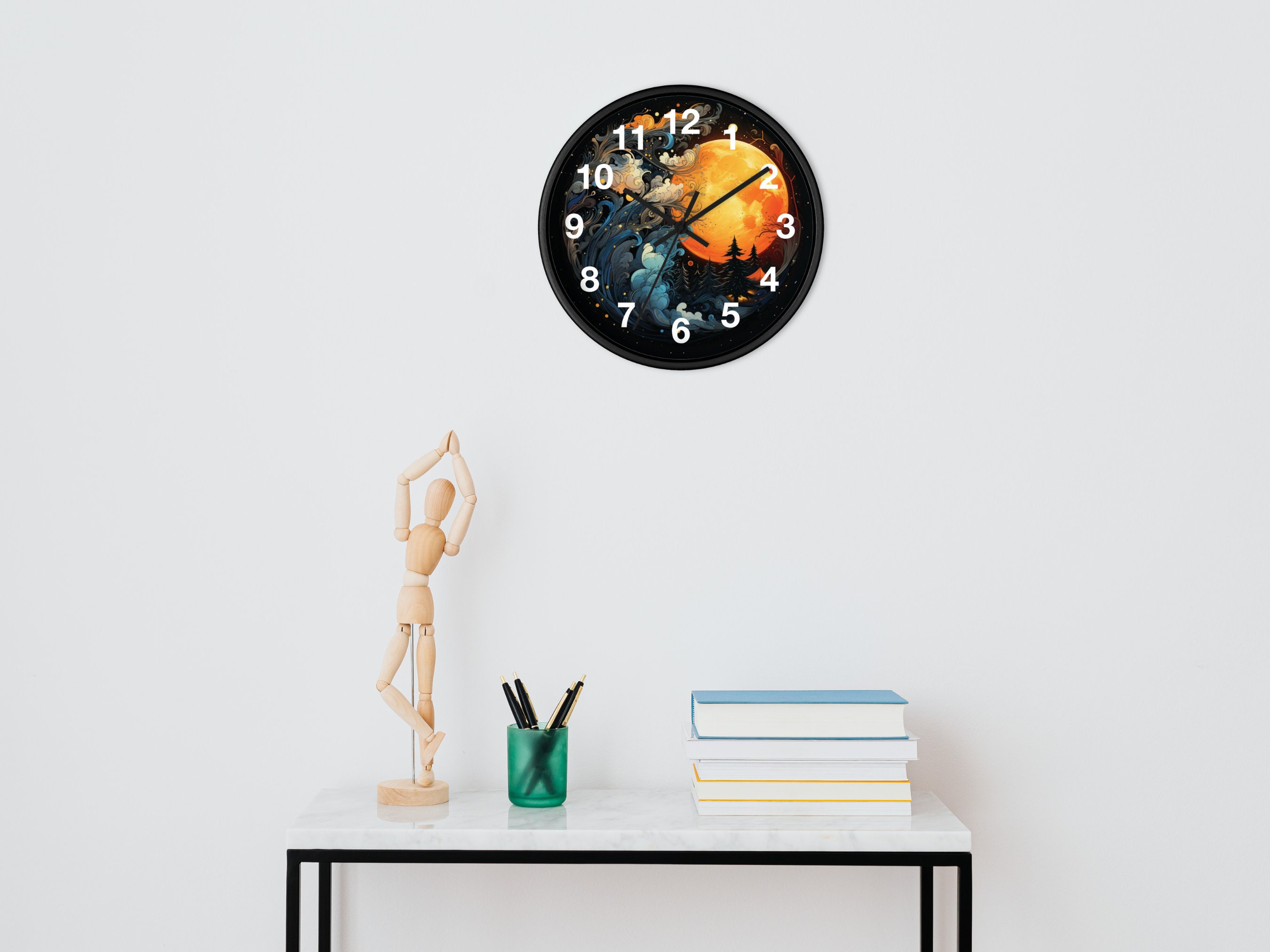 Celestial Nature Wall Clock | Sun and Moon Wall Decor | Battery ...