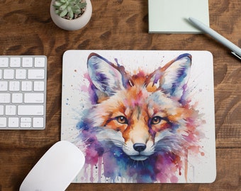 Watercolor Fox Mouse Pad | Fox Lover Office Gift | Nature Mouse Pad | Cute Animal Lover Gift | Co-Worker Gift | Aesthetic Woodland Mouse Pad