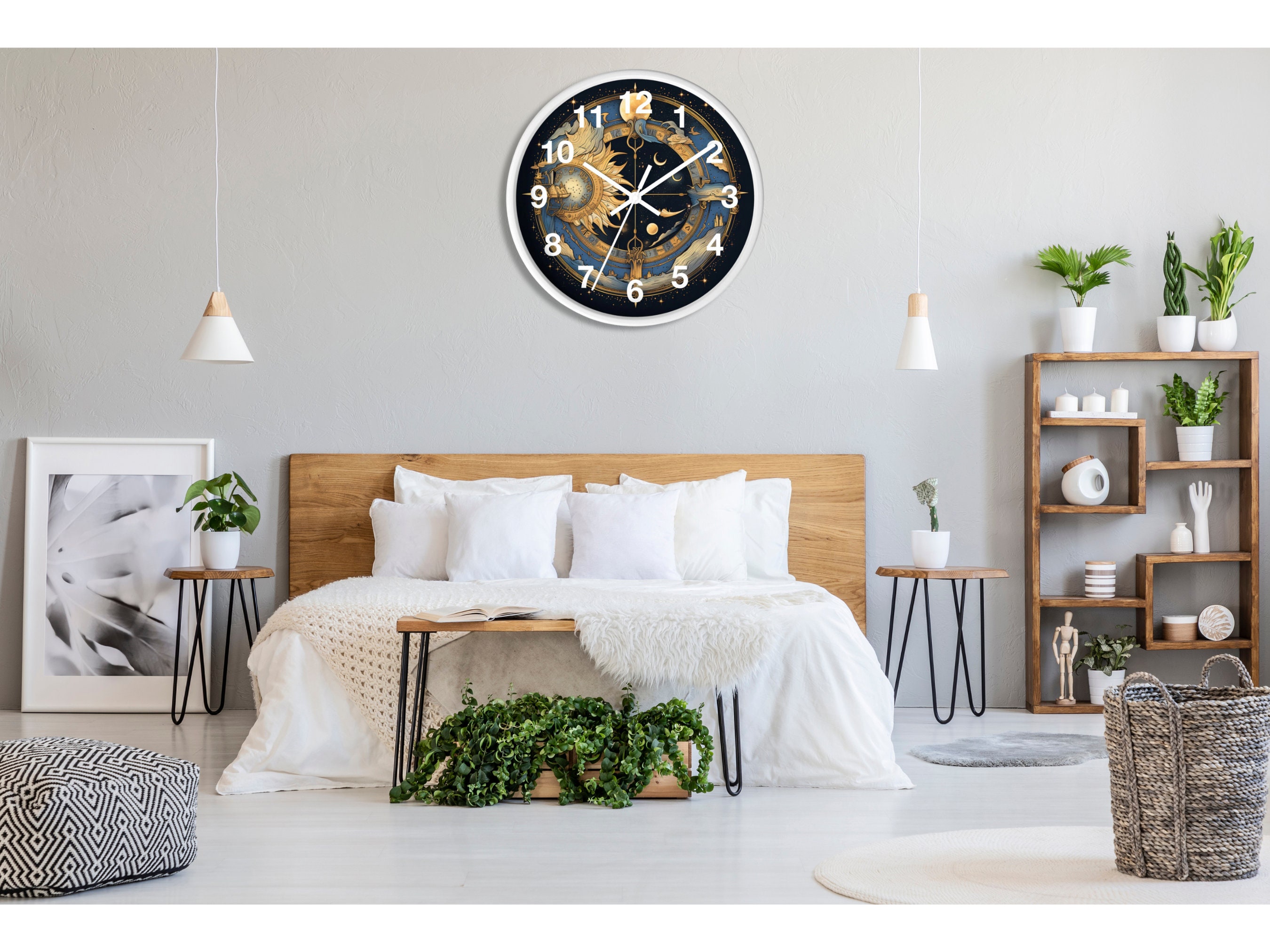 Celestial Moon Phase Wall Clock | Cottage Core Wall Decor | Moon Clock ...