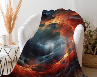 Arazzo con coperta spaziale intrecciata / Coperta cosmica in sherpa / Coperta galassia regalo / Regalo per gli amanti dello spazio / Decorazione per la biancheria da letto a forma di wormhole