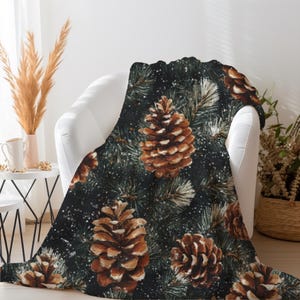 Pinecone Blanket |  Green Winter Themed Blanket | Conifer Throw Blanket | Pinecone Lover Gift | Winter Lover Gift | Christmas Decor