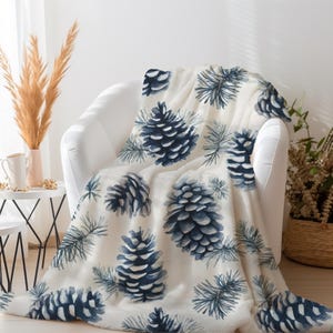 Watercolor Pinecone Blanket | Conifer Throw Blanket | Winter Themed Blanket | Pinecone Lover Gift | Winter Lover Gift | Christmas Decor