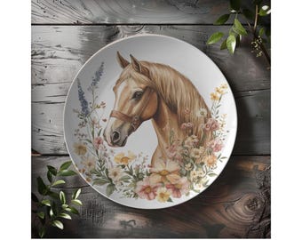 Golden Horse Plate | Horse Dinnerware | Cute Foal Plate | Cute Decor Gift for Horse Lover | Horse Gifts | Year of the Horse Farmhouse Decor