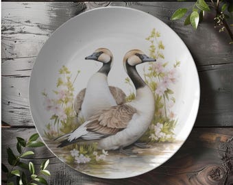 Cute Geese Plate Set | Waterfowl Dinnerware | Wildlife Tableware | Nature Lover Home Decor | Lake House Decor | Farmhouse Kitchen Decor