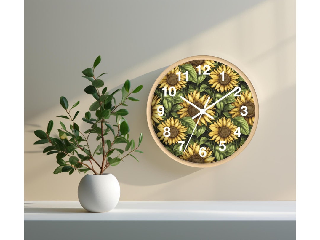 Sunflower Clock for Sunflower Lover | Floral Wall Clock | Nature Clock ...