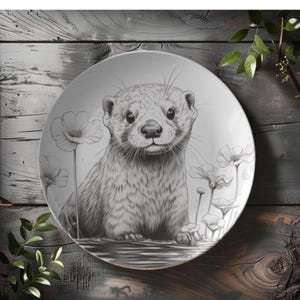 Dekoratives Otter-Tellerset | Niedliches Flussotter-Geschirr | Teller mit Wildtiermotiven | Wald-Dekoration | Geschenk für Naturliebhaber
