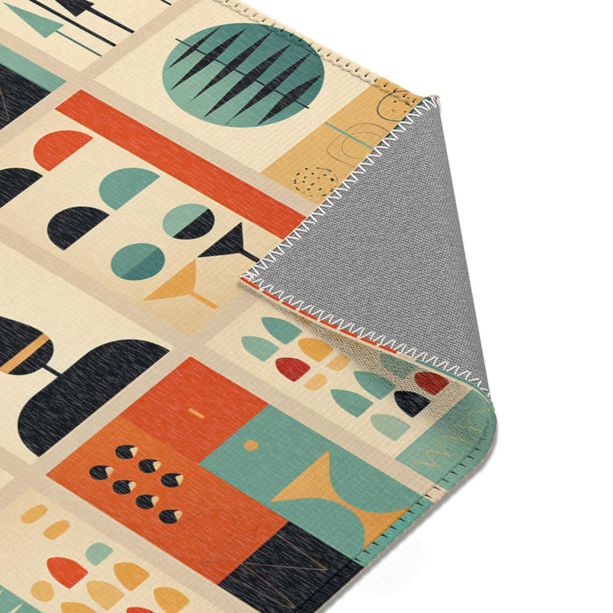 Mid-century Modern Geometric Area Rug | Retro Abstract Area Rug | Art ...