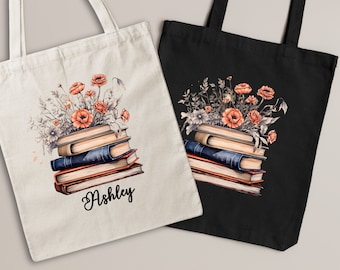 Personalizable Books Tote Bag | Bookish Gift for Book Lovers | Custom Gift for Reader | Book Club Gift | Library Tote Bag | Reader Tote Bag
