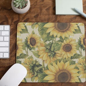 Cute Sunflower Mousepad | Vintage Sunflower Mouse Pad | Country Themed Office Decor | Rustic Floral Mousepad Office Decor | Sunflower Gift