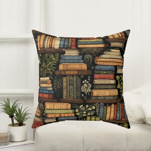 vintage books throw pillow
