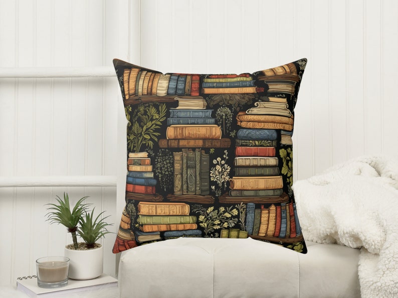 vintage books throw pillow