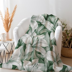 Lily Blanket | Lilies Throw Blanket | Lily Lover Gift | Floral Throw Blanket for Cottage | Cute Blanket with Flowers |  Botanical Blanket