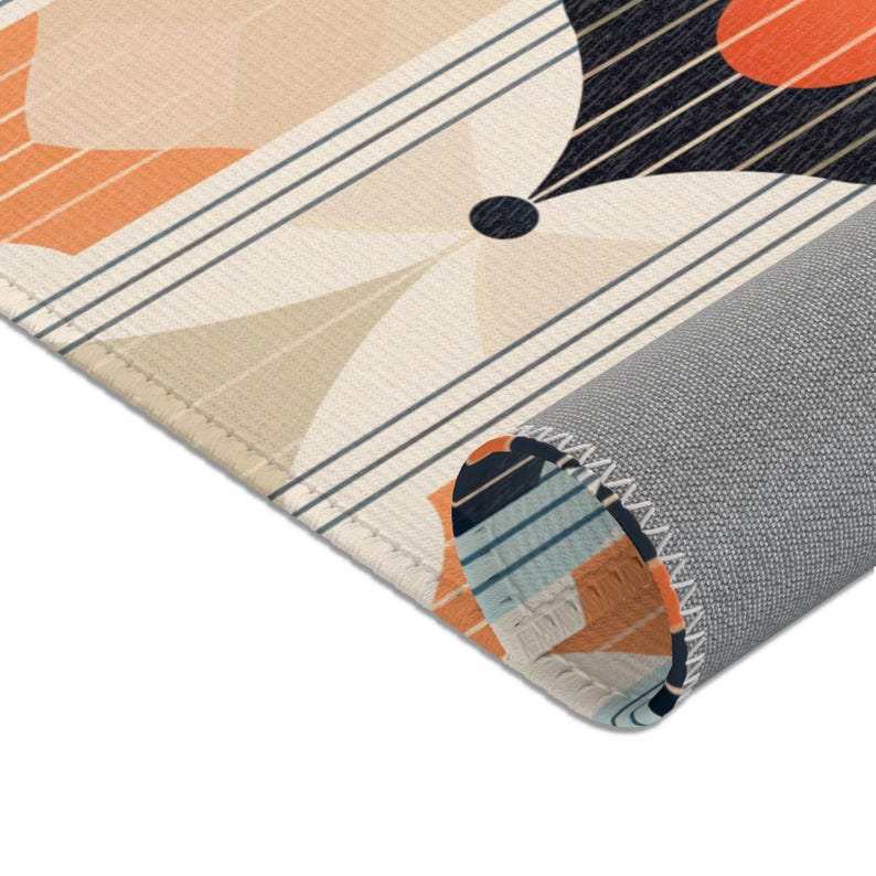 Retro Mid-century Modern Geometric Rug | Atomic Era Style Area Rug ...