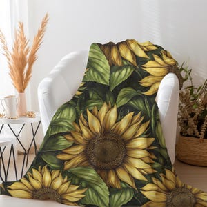 Sunflower Throw Blanket | Sunflower Blanket for Sunflower Lovers | Nature Blanket for Farmhouse | Sunflower Baby Blanket | Sunflower Gift