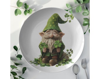 Irish Gnome Plate | Happy St Patrick’s Day Dinner Plate | Saint Patrick’s Day Party Plate | Lucky Irish Decor | Cloverleaf Decor | Irish Day