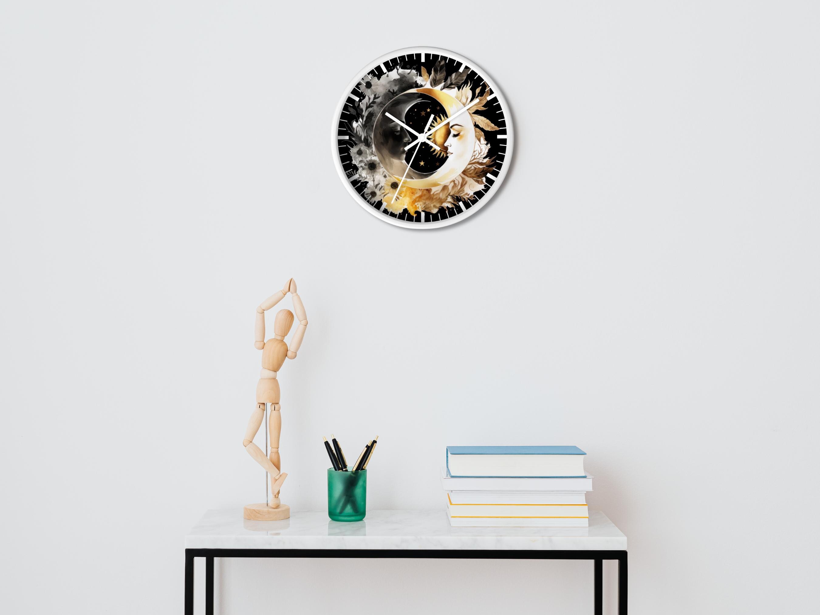 Sun and Moon Wall Clock | Celestial Wall Decor | Moon and Sun Clock ...