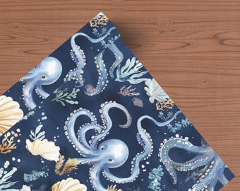 Octopus Gift Wrapping Paper | Octopus Themed Print Wrapping Paper | Sea Life Present Paper | Octopus Lover Gift Wrap | Ocean Theme Gift Wrap