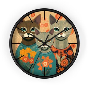 Mid Century Cat Clock | Vintage Cat Decor for Home | Cat Lover Gift ...
