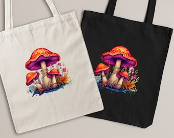 Svamptygväska | Estetisk svamptygväska | Svampväska Present till svampälskare | Natur shoppingväska | Söt tygväska