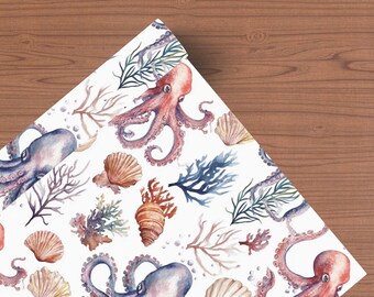 Octopus Gift Wrapping Paper | Octopus Themed Print Wrapping Paper | Sea Life Present Paper | Octopus Lover Gift Wrap | Ocean Theme Gift Wrap