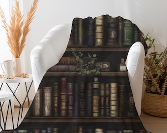 Dark Academia Books Blanket | Book Lover Gift | Library Couch Throw | Reader Blanket | Cozy Book Blanket | Bookish Decor | Book Print