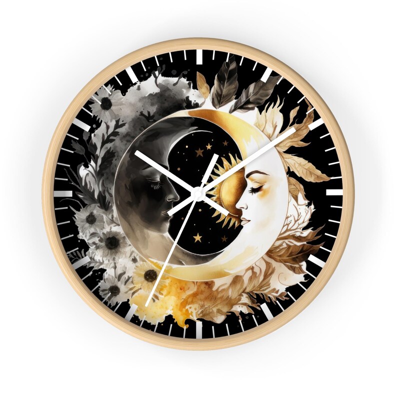 Sun and Moon Wall Clock | Celestial Wall Decor | Moon and Sun Clock ...
