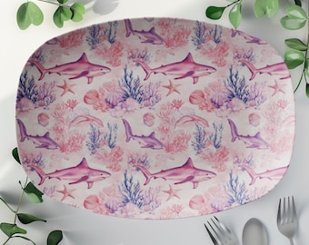 Shark Platter | Ocean Shark Themed Platter | Coastal Dinnerware | Marine Life Home Decor | Beach House Decor | Shark Lover Gift for Her