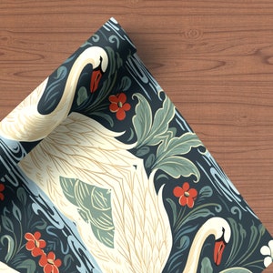 Beautiful Swan in a Pond Gift Wrapping Paper | Floral Print Wrapping Paper | Present Paper