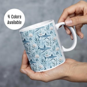 Shark Mugs | Ocean Themed Mug | Sea Animal Mug for Shark Lover | Shark Themed Gift | Nautical Mug | Beach House Drinkware | Sea Lover Gift