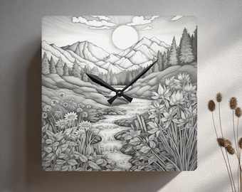Beautiful Nature Acrylic Wall Clock | Outdoor Themed Wall Decor | Landscape Themed Clock | Nature Lover Home Decor | Battery Operated Clock