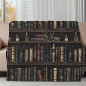 Dark Academia Books Blanket | Book Lover Gift | Library Couch Throw | Reader Blanket | Cozy Book Blanket | Bookish Decor | Book Print