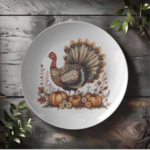 Turkey Plate Set | Harvest Turkey Dinner Plates | Autumn Lover Decor | Turkey and Pumpkin Plate | Thanksgiving Plate Decor | Fall Home Decor