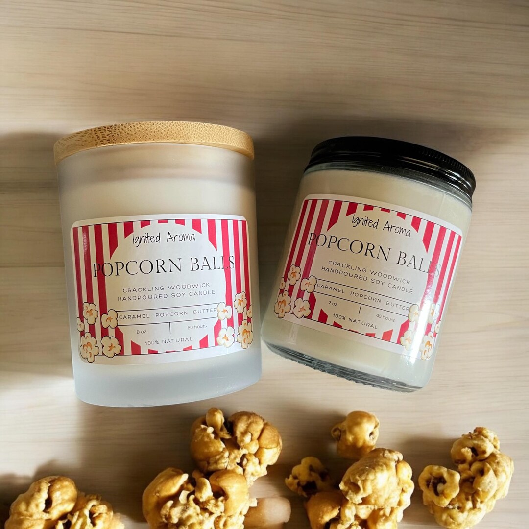 Popcorn Candle Popcorn Balls Candle - Caramel Popcorn Scented Candle | Halloween Decor ...