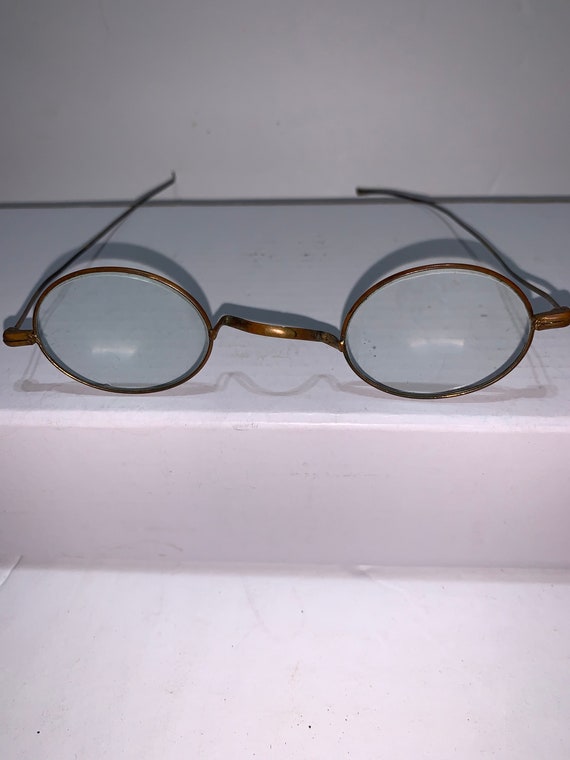 Antique wire rim Glasses brass Civil War Era oval 