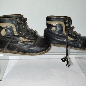 Antique Childrens Baby Toddler Leather Boots Shoes with Accents 1900s