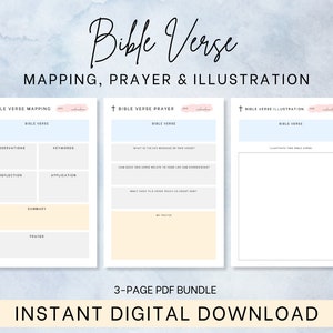 Bible Verse Mapping & Prayer - 3 PDF Bundle, Mapping - Prayer - Illustration