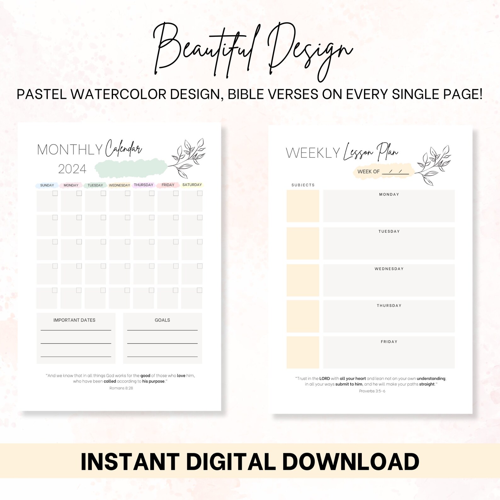 Christian Homeschool Planner - BUNDLE, Instant Download, Lesson ...