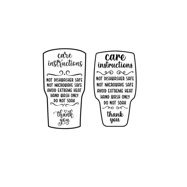 Cup/Tumbler Care Instructions Card Digital File