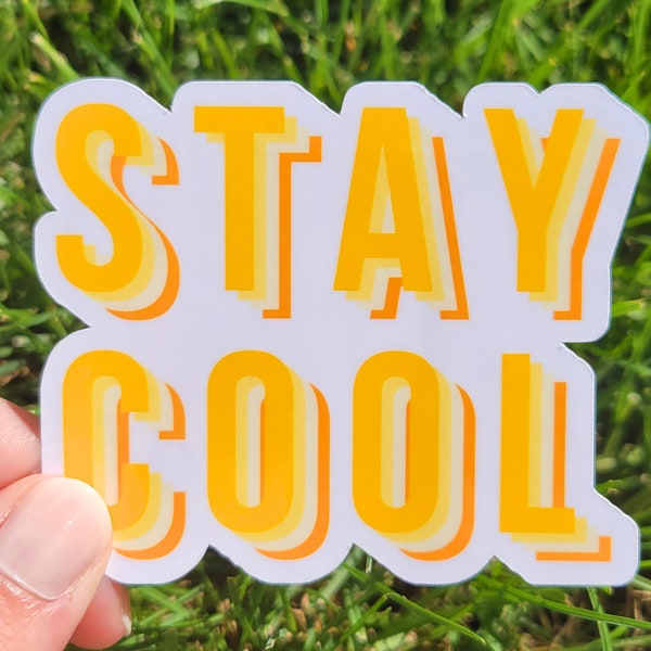 Golden 'Stay Cool' Sticker | Hippie Sticker | Retro Sticker | Sunshine Sticker | Water Bottle Sticker | Sticker | Cute Sticker