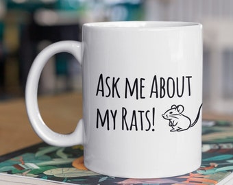 Tazza da caffè ratto, tazza da caffè mouse, decorazione ratto, tazza da caffè accentata, carbone da 11 once